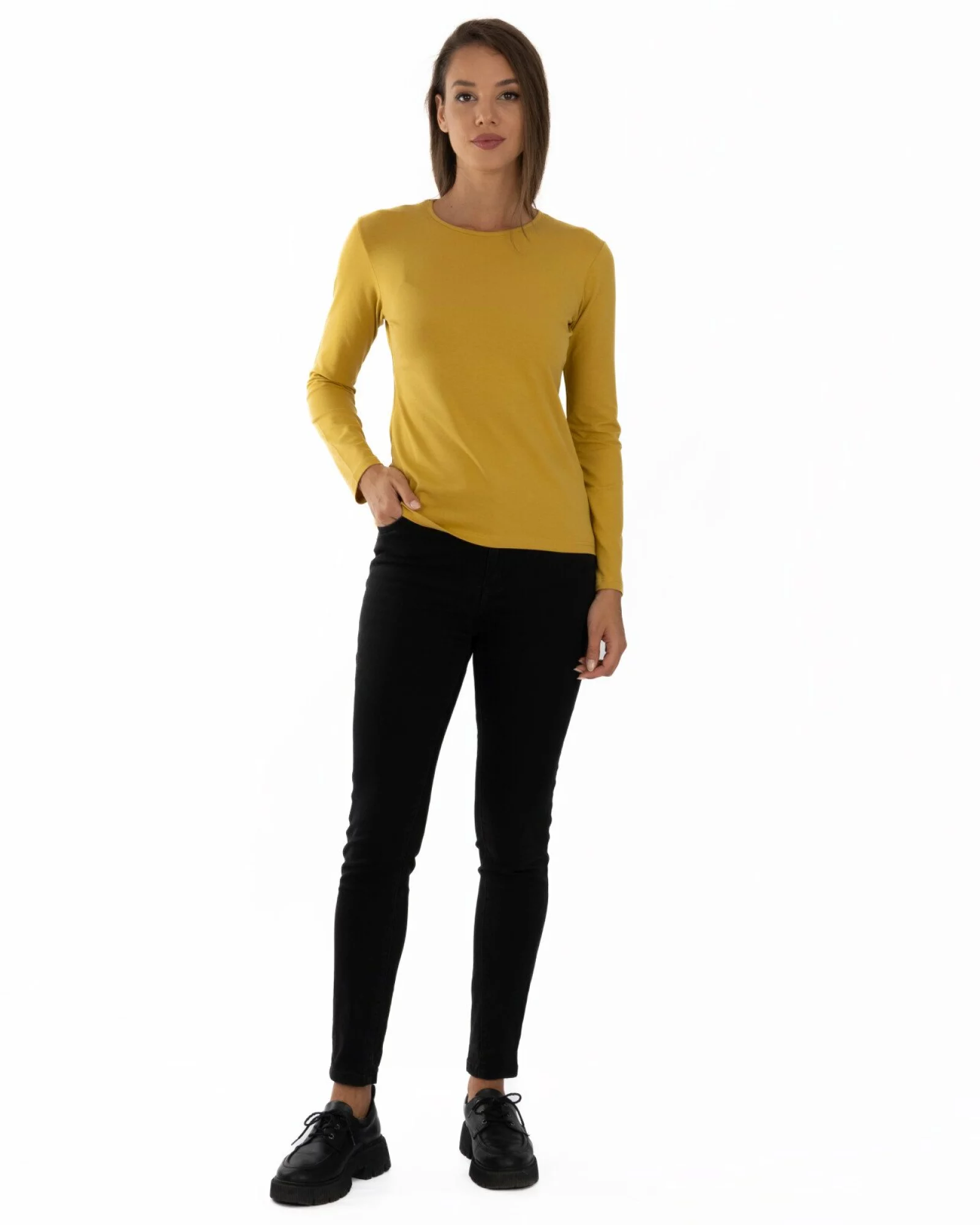 Bluză damă basic B.2401.Muștar