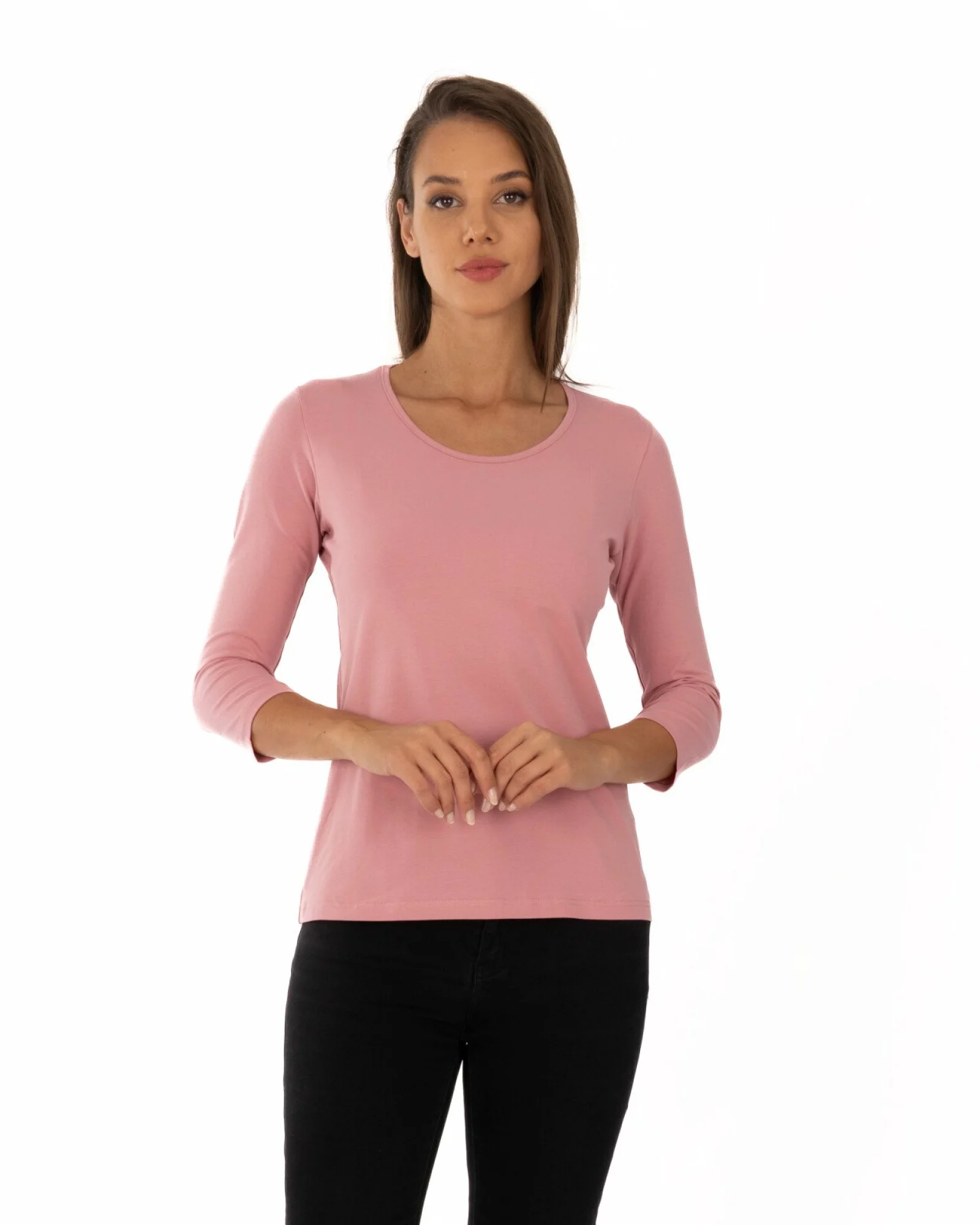 Bluză damă basic B.2400.Roz Pudrat