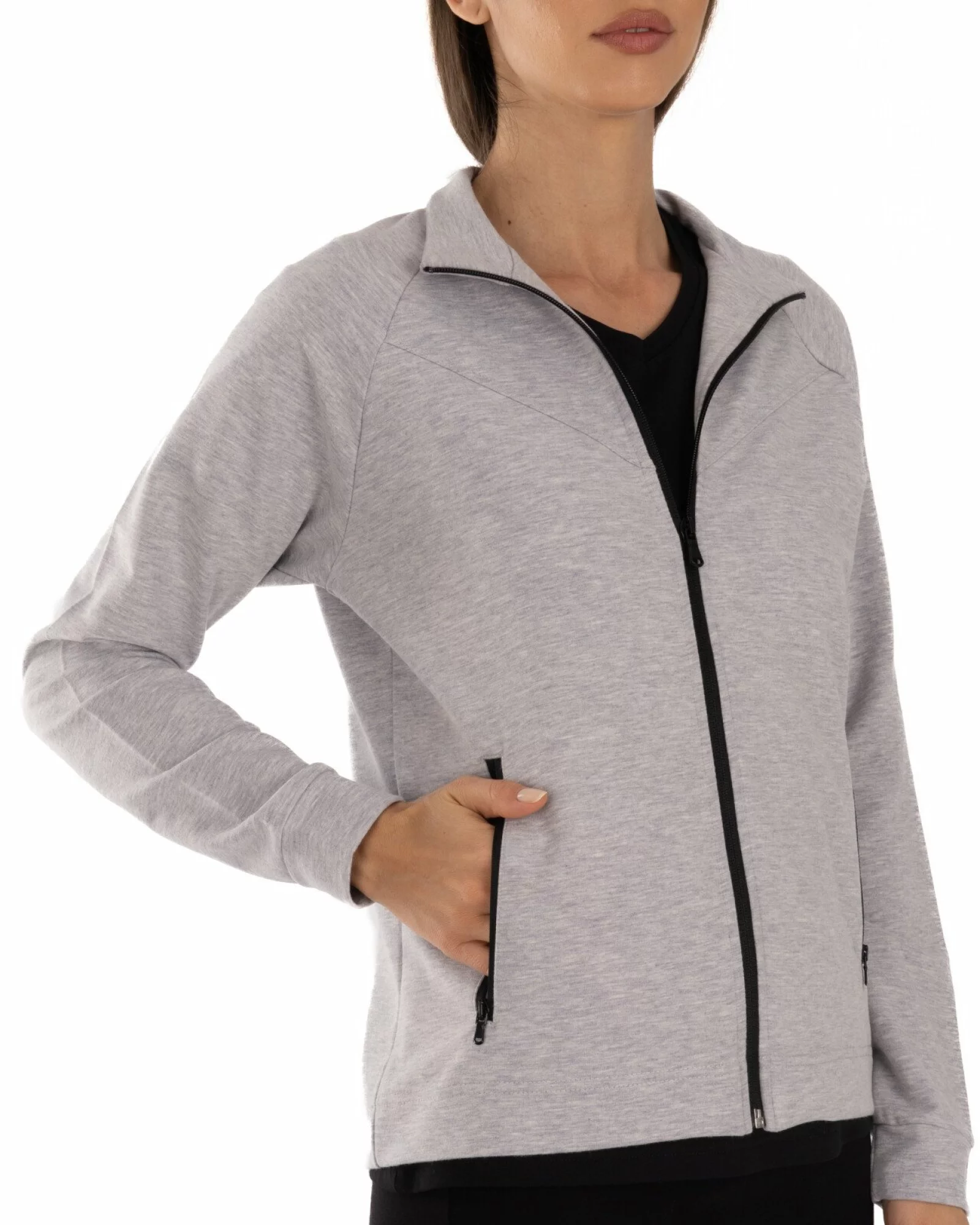 Jachetă Damă J.2079.Gri Melange Deschis