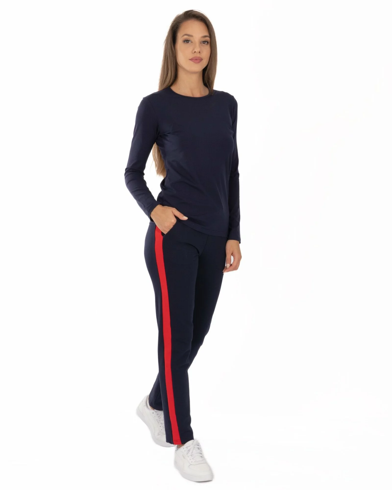 Pantalon Damă P.2269.Bleumarin-Roșu